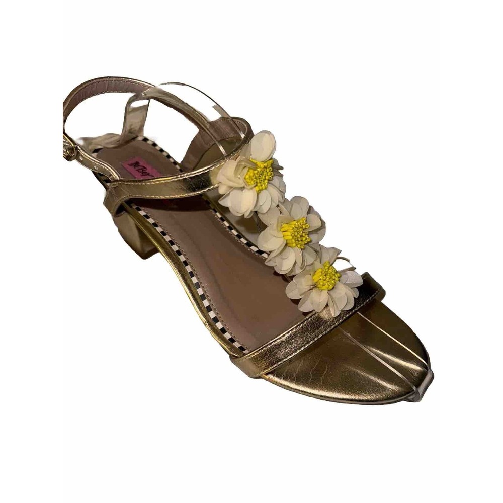 Betsey Johnson Gold Floral Low Heel Sandals